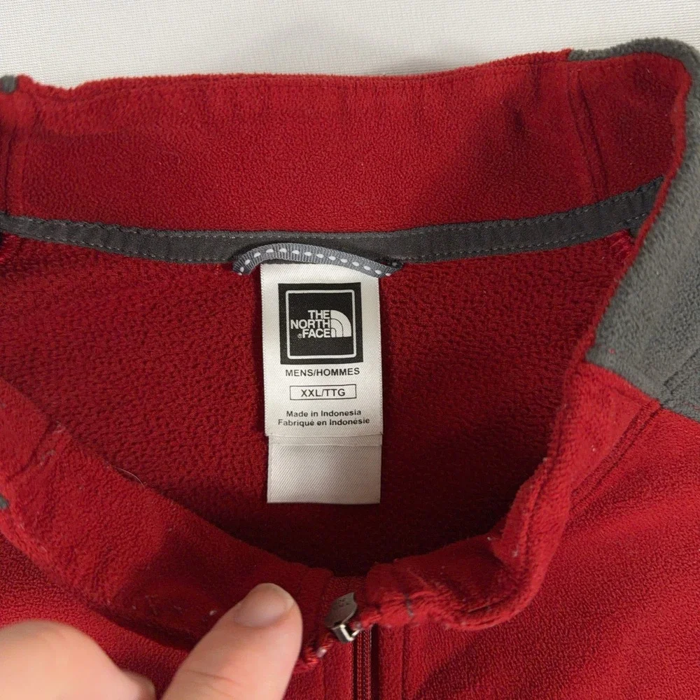 The North‎ Face Fleece Pullover TKA 100 Quarter Zip Red Gray Mens XXL